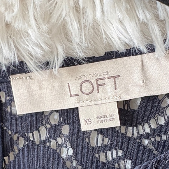 LOFT Midnight Navy Blue Lace Blouse - Picture 2 of 10